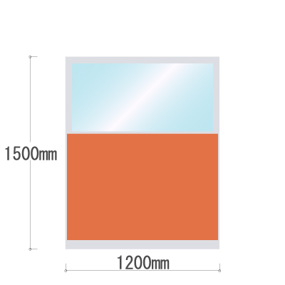 LPX-PAK1512OR 布張りパネル 上部カスミ窓 幅1200×高さ1500mm オレンジ LPX-PAK1512OR