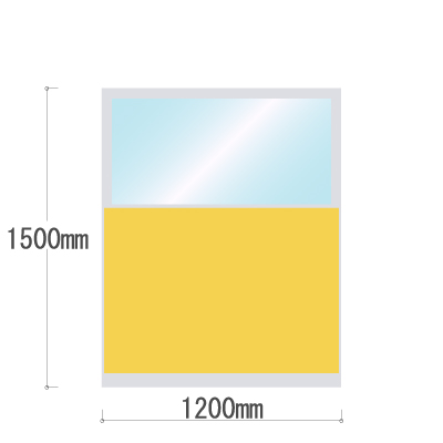 LPX-PAK1512YE 布張りパネル 上部カスミ窓 幅1200×高さ1500mm イエロー LPX-PAK1512YE