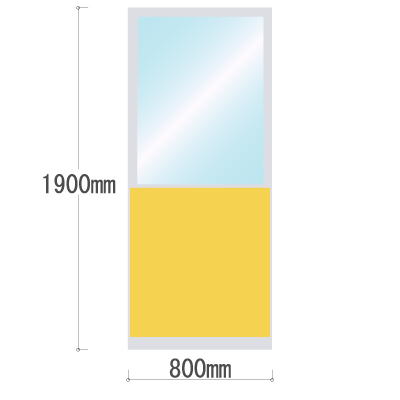 LPX-PAK1908YE 布張りパネル 上部カスミ窓 幅800×高さ1900mm イエロー LPX-PAK1908YE