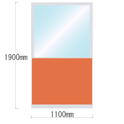 LPX-PAK1911OR 布張りパネル 上部カスミ窓 幅1100×高さ1900mm オレンジ LPX-PAK1911OR