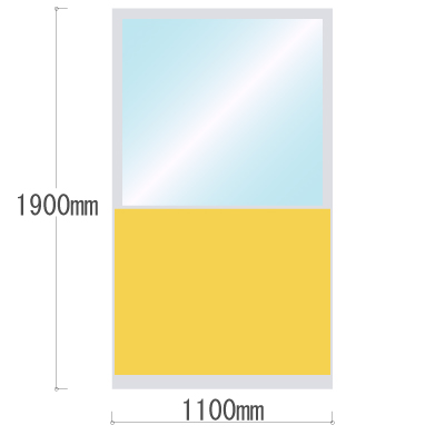 LPX-PAK1911YE 布張りパネル 上部カスミ窓 幅1100×高さ1900mm イエロー LPX-PAK1911YE