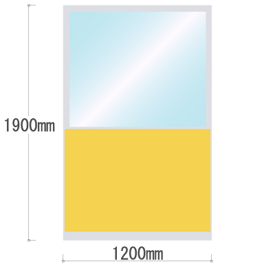 LPX-PAK1912YE 布張りパネル 上部カスミ窓 幅1200×高さ1900mm イエロー LPX-PAK1912YE