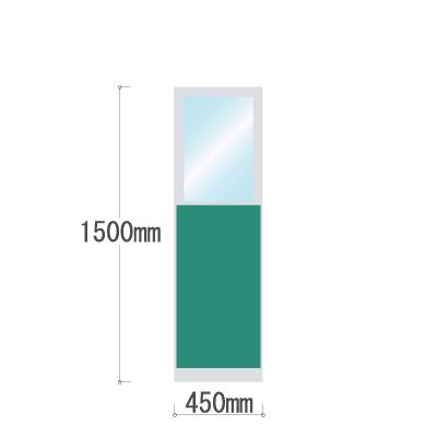 LPX-PAT1504GN 布張りパネル 上部透明窓 幅450×高さ1500mm グリーン LPX-PAT1504GN