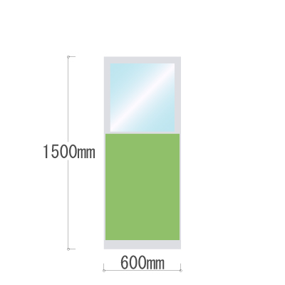 LPX-PAT1506LM 布張りパネル 上部透明窓 幅600×高さ1500mm ライム LPX-PAT1506LM