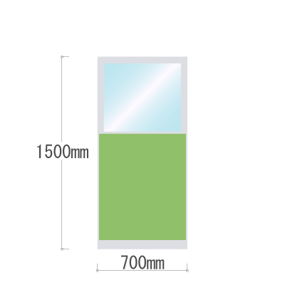 LPX-PAT1507LM 布張りパネル 上部透明窓 幅700×高さ1500mm ライム LPX-PAT1507LM