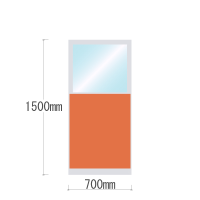LPX-PAT1507OR 布張りパネル 上部透明窓 幅700×高さ1500mm オレンジ LPX-PAT1507OR