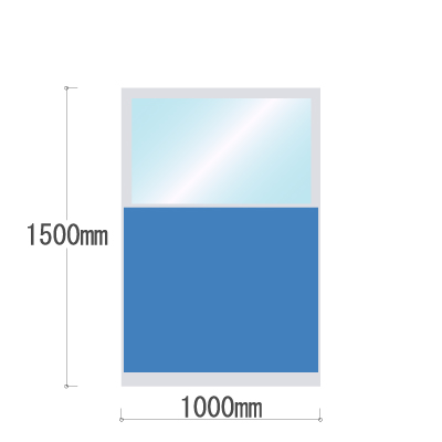 LPX-PAT1510BU 布張りパネル 上部透明窓 幅1000×高さ1500mm ブルー LPX-PAT1510BU