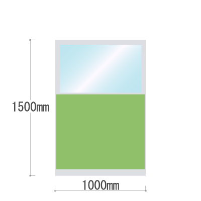 LPX-PAT1510LM 布張りパネル 上部透明窓 幅1000×高さ1500mm ライム LPX-PAT1510LM