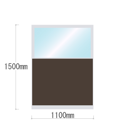 LPX-PAT1511BR 布張りパネル 上部透明窓 幅1100×高さ1500mm ブラウン LPX-PAT1511BR