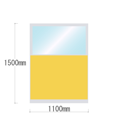 LPX-PAT1511YE 布張りパネル 上部透明窓 幅1100×高さ1500mm イエロー LPX-PAT1511YE