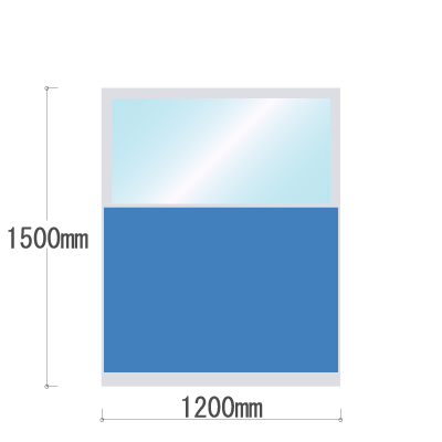 LPX-PAT1512BU 布張りパネル 上部透明窓 幅1200×高さ1500mm ブルー LPX-PAT1512BU