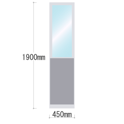 LPX-PAT1904GR 布張りパネル 上部透明窓 幅450×高さ1900mm グレー LPX-PAT1904GR