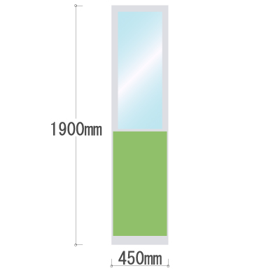 LPX-PAT1904LM 布張りパネル 上部透明窓 幅450×高さ1900mm ライム LPX-PAT1904LM