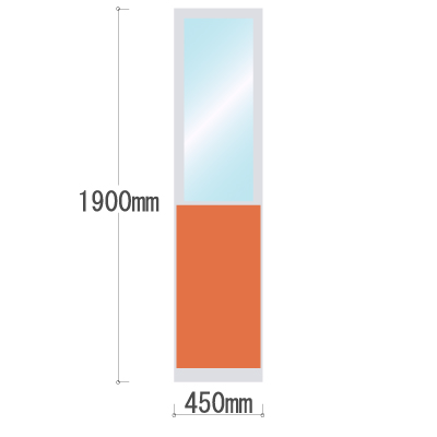 LPX-PAT1904OR 布張りパネル 上部透明窓 幅450×高さ1900mm オレンジ LPX-PAT1904OR