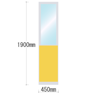 LPX-PAT1904YE 布張りパネル 上部透明窓 幅450×高さ1900mm イエロー LPX-PAT1904YE
