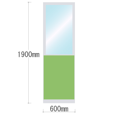 LPX-PAT1906LM 布張りパネル 上部透明窓 幅600×高さ1900mm ライム LPX-PAT1906LM