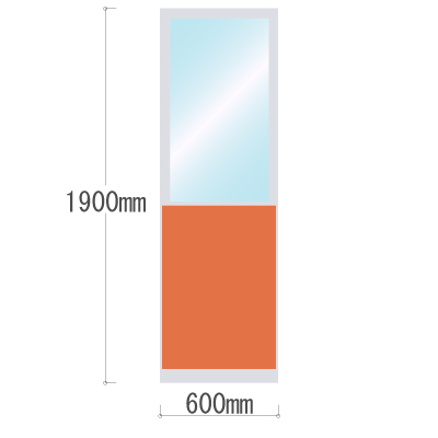 LPX-PAT1906OR 布張りパネル 上部透明窓 幅600×高さ1900mm オレンジ LPX-PAT1906OR