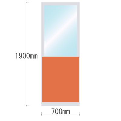 LPX-PAT1907OR 布張りパネル 上部透明窓 幅700×高さ1900mm オレンジ LPX-PAT1907OR