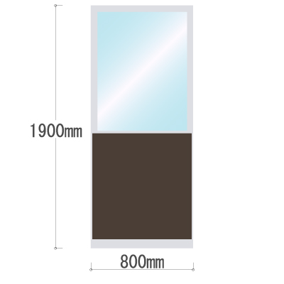 LPX-PAT1908BR 布張りパネル 上部透明窓 幅800×高さ1900mm ブラウン LPX-PAT1908BR