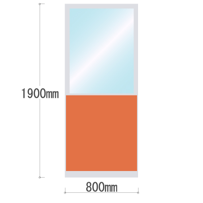 LPX-PAT1908OR 布張りパネル 上部透明窓 幅800×高さ1900mm オレンジ LPX-PAT1908OR