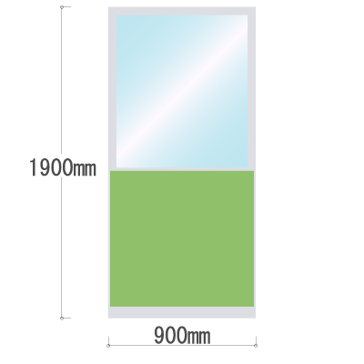 LPX-PAT1909LM 布張りパネル 上部透明窓 幅900×高さ1900mm ライム LPX-PAT1909LM