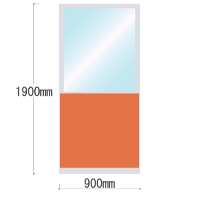 LPX-PAT1909OR 布張りパネル 上部透明窓 幅900×高さ1900mm オレンジ LPX-PAT1909OR