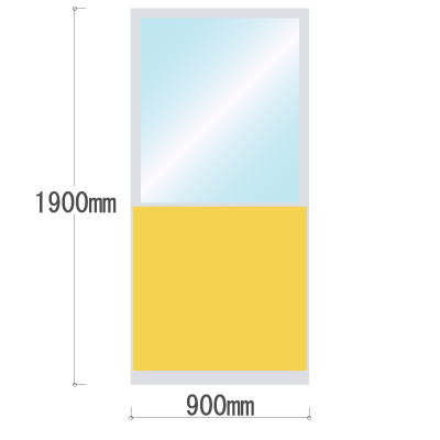 LPX-PAT1909YE 布張りパネル 上部透明窓 幅900×高さ1900mm イエロー LPX-PAT1909YE