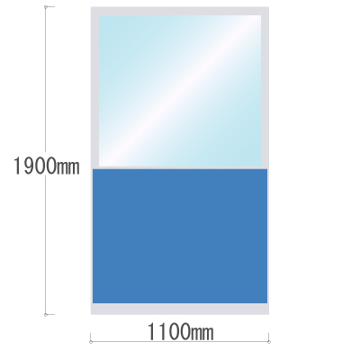 LPX-PAT1911BU 布張りパネル 上部透明窓 幅1100×高さ1900mm ブルー LPX-PAT1911BU