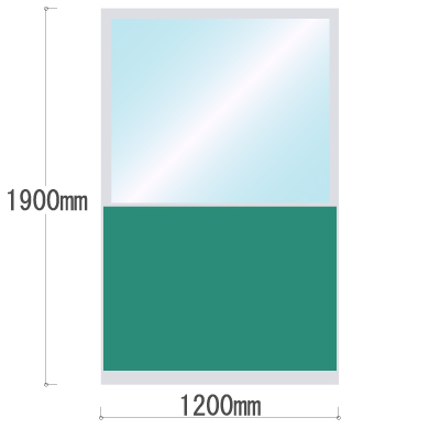 LPX-PAT1912GN 布張りパネル 上部透明窓 幅1200×高さ1900mm グリーン LPX-PAT1912GN
