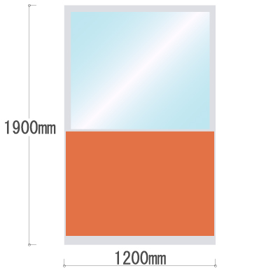 LPX-PAT1912OR 布張りパネル 上部透明窓 幅1200×高さ1900mm オレンジ LPX-PAT1912OR