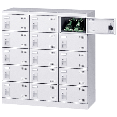 SLBW-M15-D3 ダイヤル錠式 15人用 シューズボックス ホワイト SLBW-M15-D3