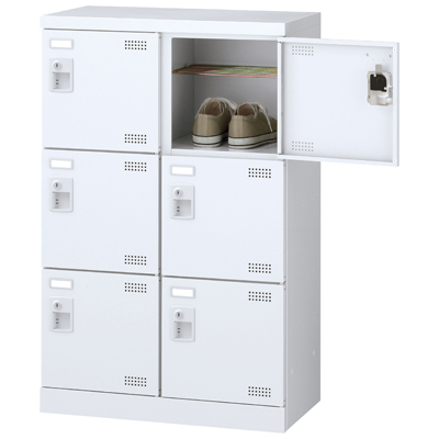 SLBW-M6-N2 南京錠式 6人用 シューズボックス ホワイト SLBW-M6-N2